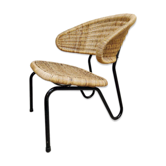 Fauteuil en rotin design hollandais du milieu du siècle Dirk van Sliedregt Gebr. Jonkers