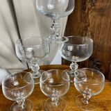 Six glass champagne or dessert glasses, Seca