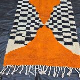 Handmade orange pure wool rug, size 160 x 240 cm