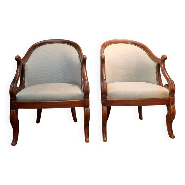 Paire de fauteuil gondoles col de cygne