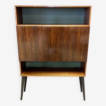 Bureau escamotable design palissandre scandinave.