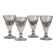 4 antique stemmed wine glasses with flat sides, made of blown glass from the 19th century