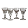 4 antique wine stemmed glasses with flat ribs in blown glass of the nineteenth century