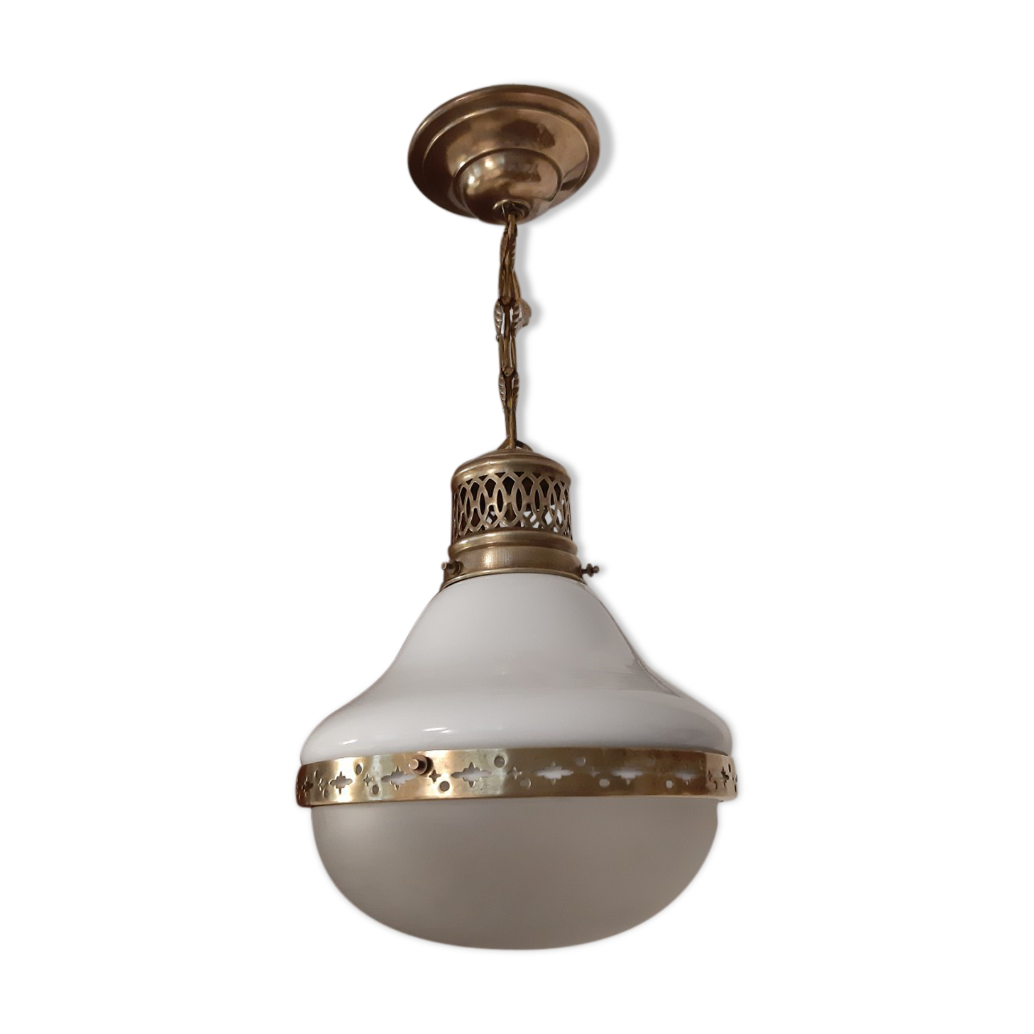 CIRCA art deco opaline hanging chandelier