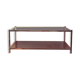 Table basse vintage dorée et verre fumé Rochebobois années 80