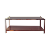 Vintage golden coffee table and smoked glass Rochebobois 80s