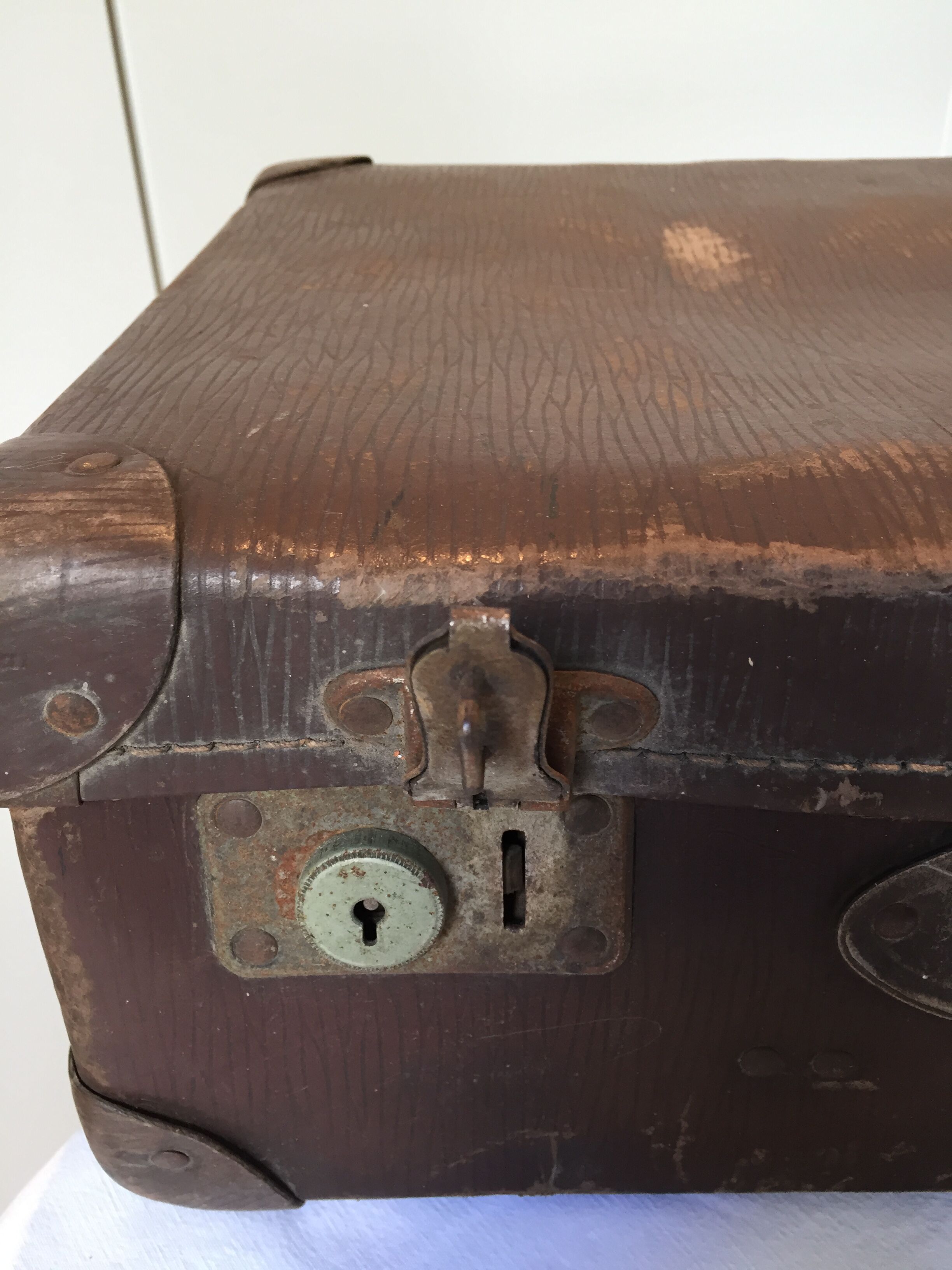 Suitcase box vintage with labels