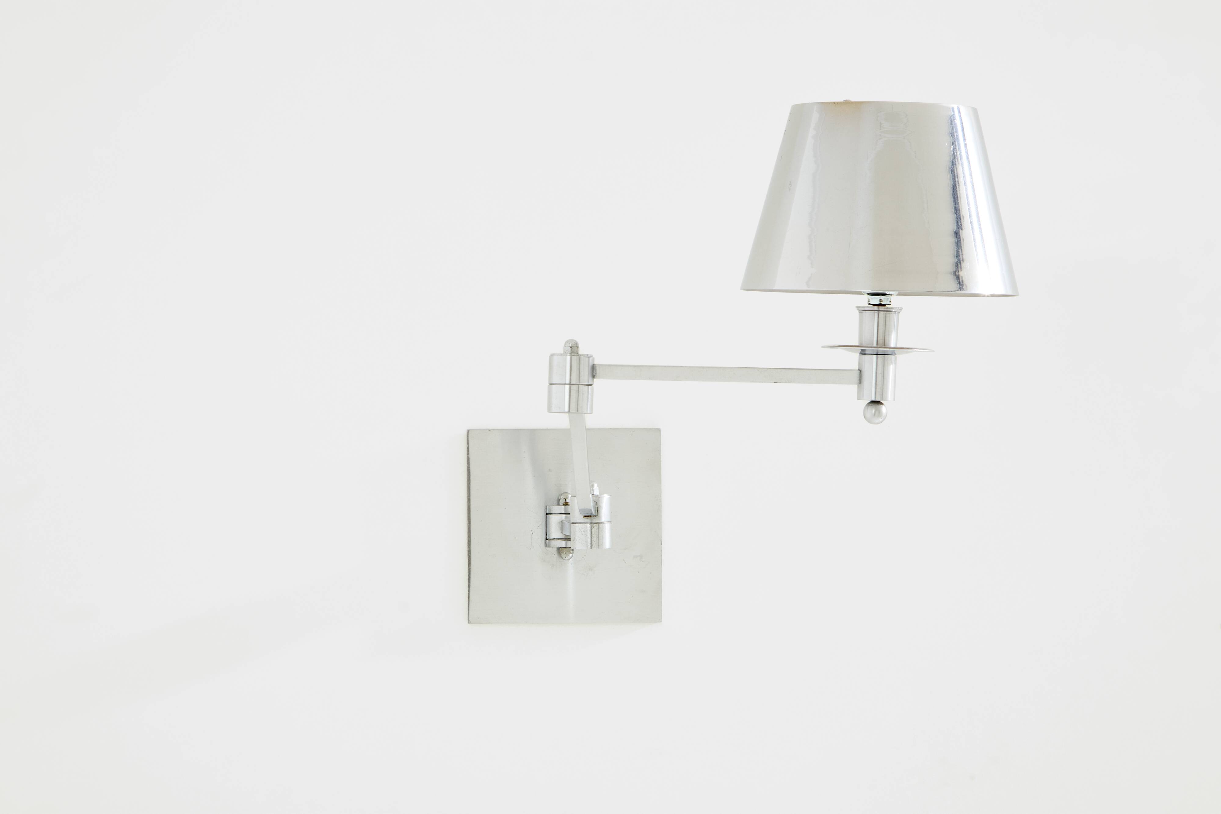 Maison Charles adjustable wall light, brushed steel, circa 1960