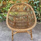 Vintage rattan and wicker armchair