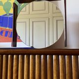Mid-century teak table / wall mirror / vanity, Italy 1960s