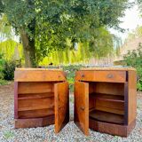 Pair of art deco period veneer wood bedside tables