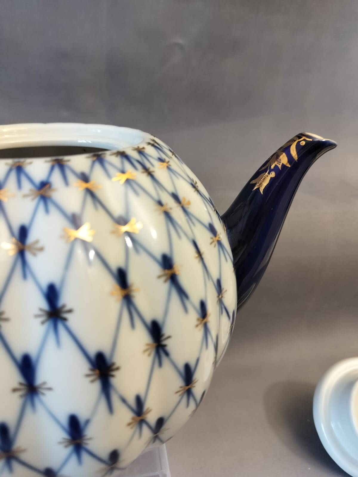 Lomonosov Imperial Porcelain XXL 2000ml Teapot Cobaltnet 22 Carat Gold