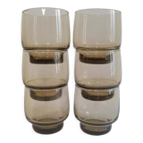 Set of 6 vintage 70s smoked glass water glasses