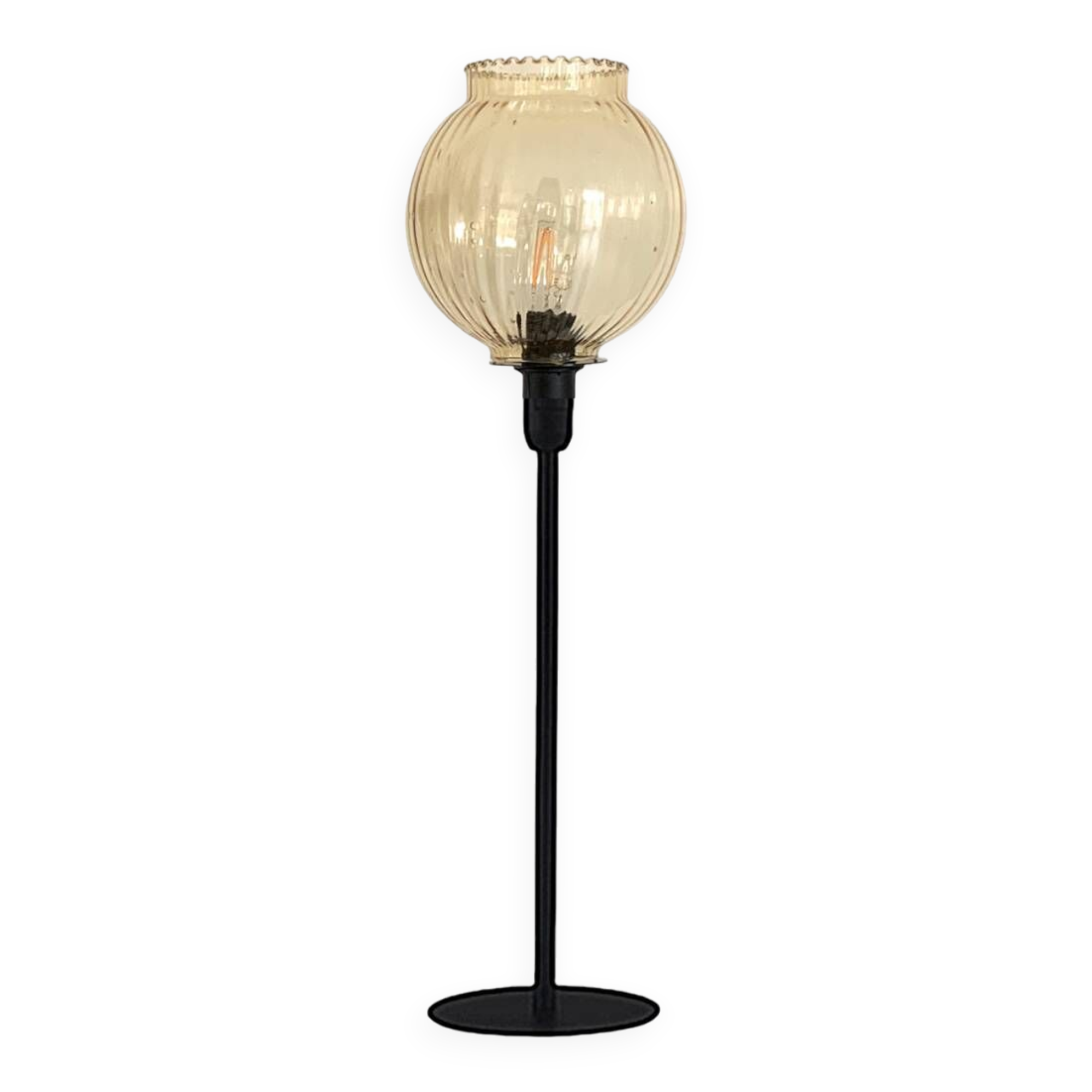 Table lamp with an antique gold glass lampshade