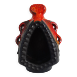 Bay Keramik orange-red and black candle holder from the 70s