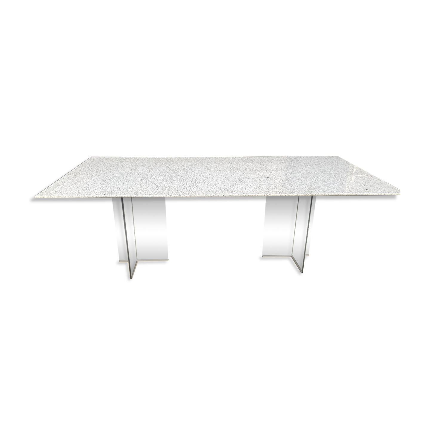 Dining table 70-80s in granite and tempered glass