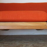 Scandinavian orange wool sofa