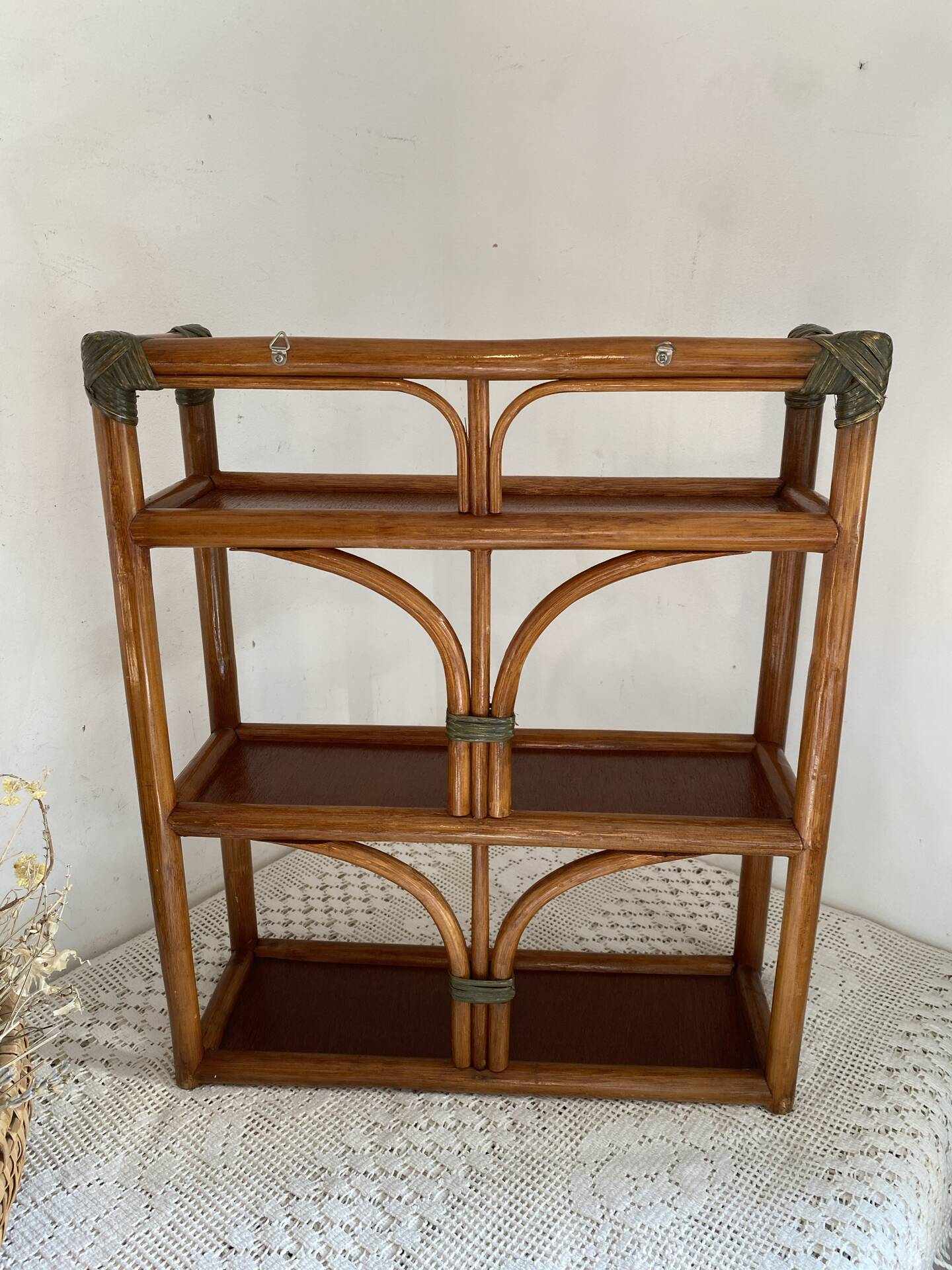 Bamboo and rattan shelf, 1970s