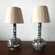 Paire de lampes espagnoles en bois peint