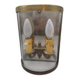 Applique ancienne 2 feux laiton et verre