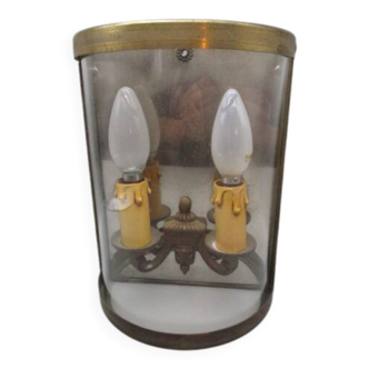 Applique ancienne 2 feux laiton et verre