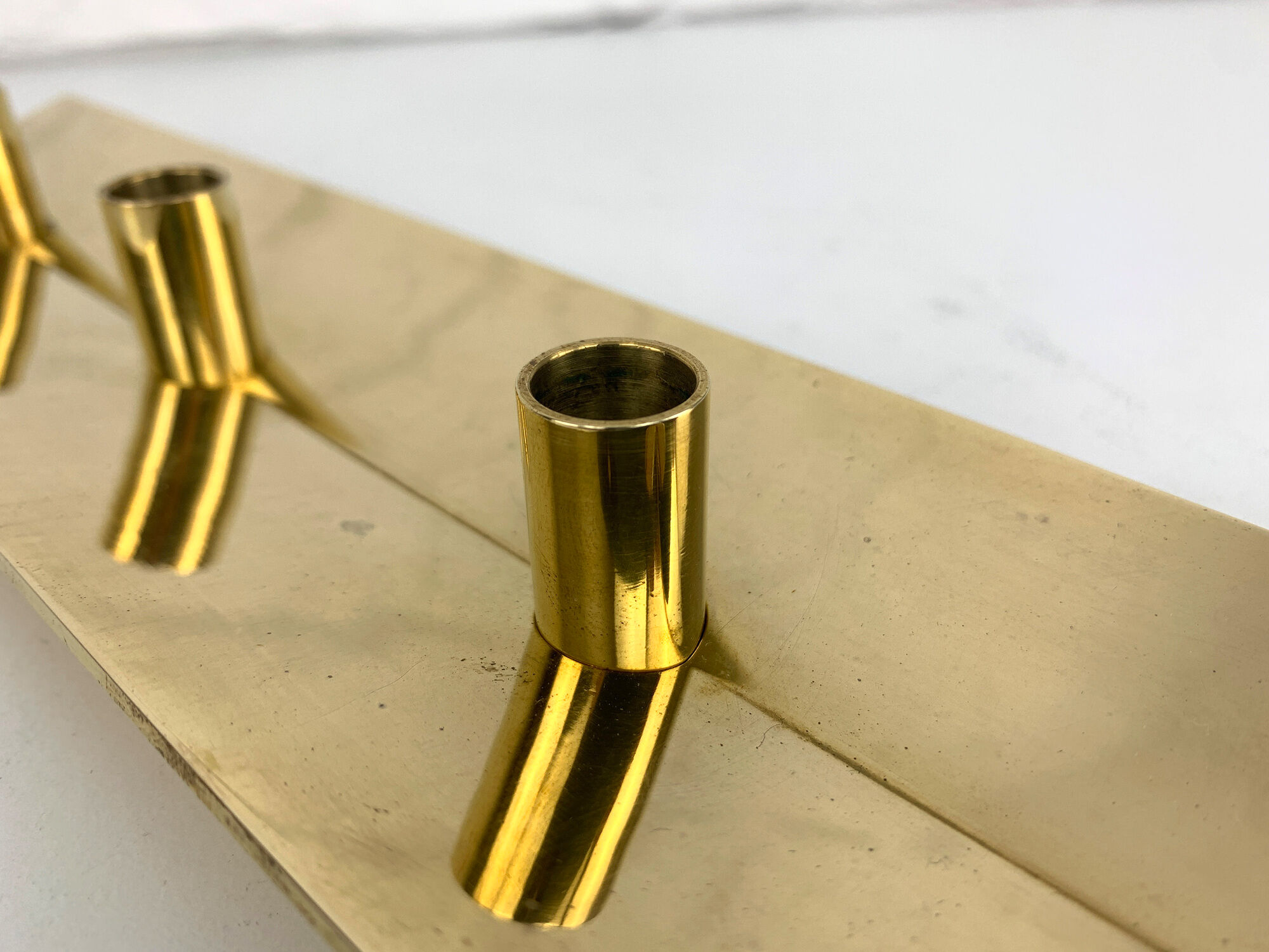 Scandinavian brass candle holder, vintage, Pierre Forsell for Skultuna, 1960