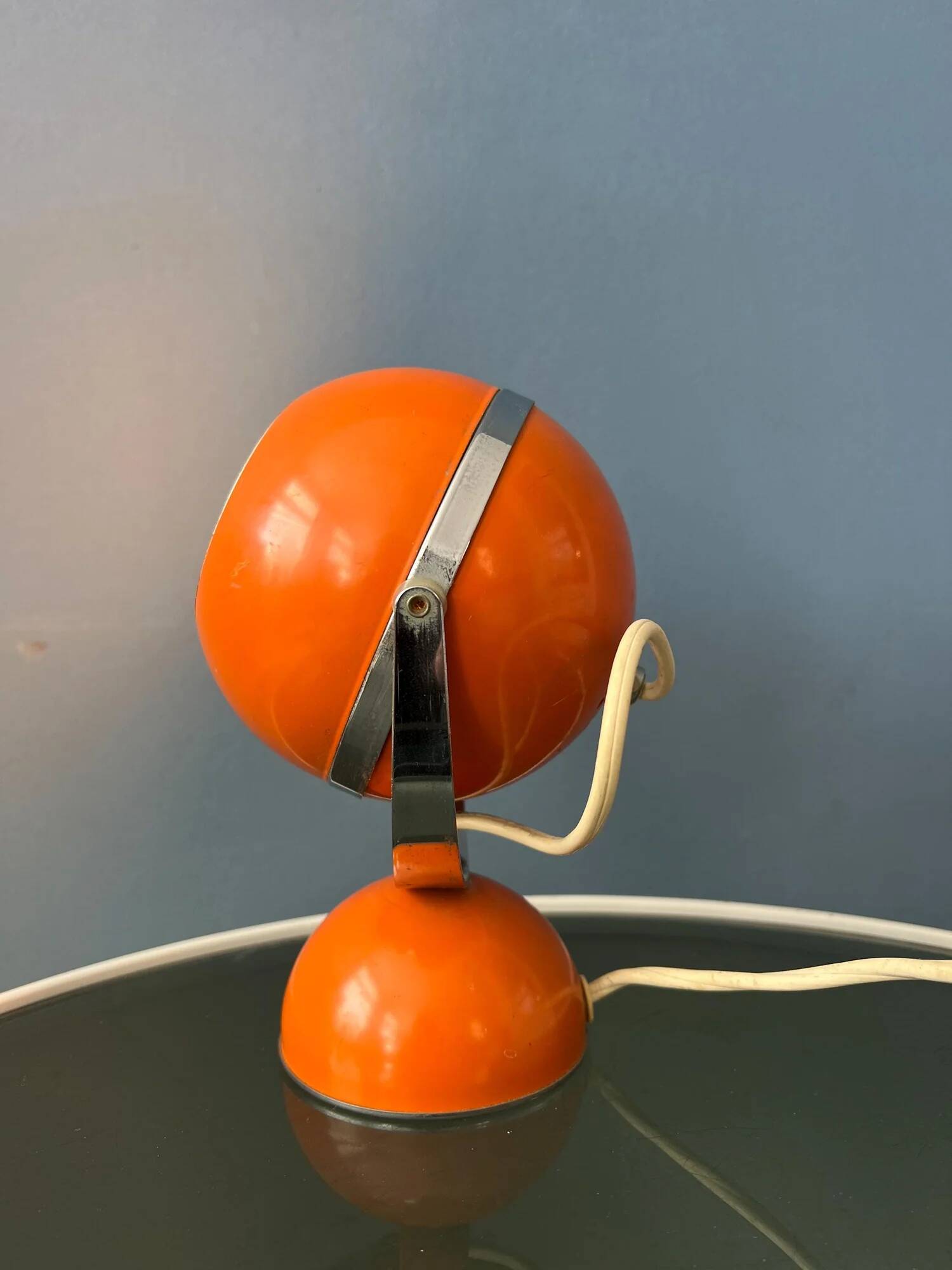 Orange mid-century space age eyeball table lamp