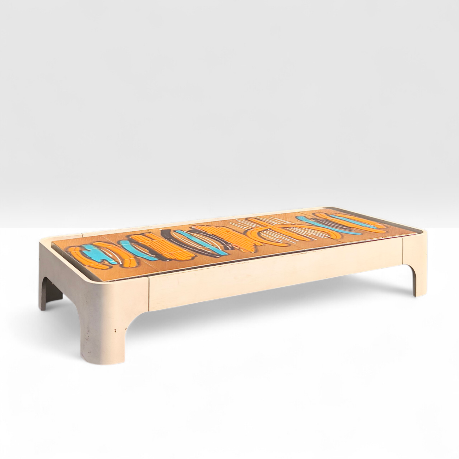Ceramic and wood coffee table, 1970