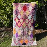 Colorful berber carpet boucherouite 113x217cm