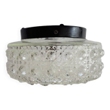 Vintage round chiseled glass ceiling light / wall lamp 1950s 1960s 1970s