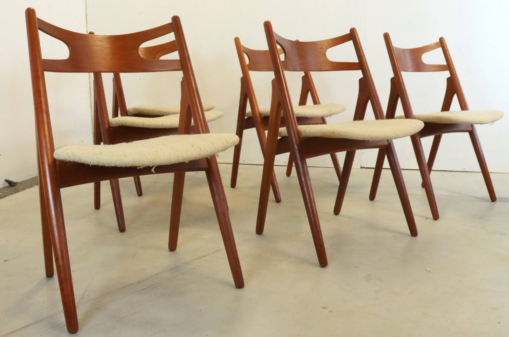 Set van 6 Hans Wegner voor Carl Hansen CH 29 stoelen