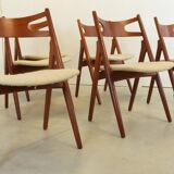 Set van 6 Hans Wegner voor Carl Hansen CH 29 stoelen