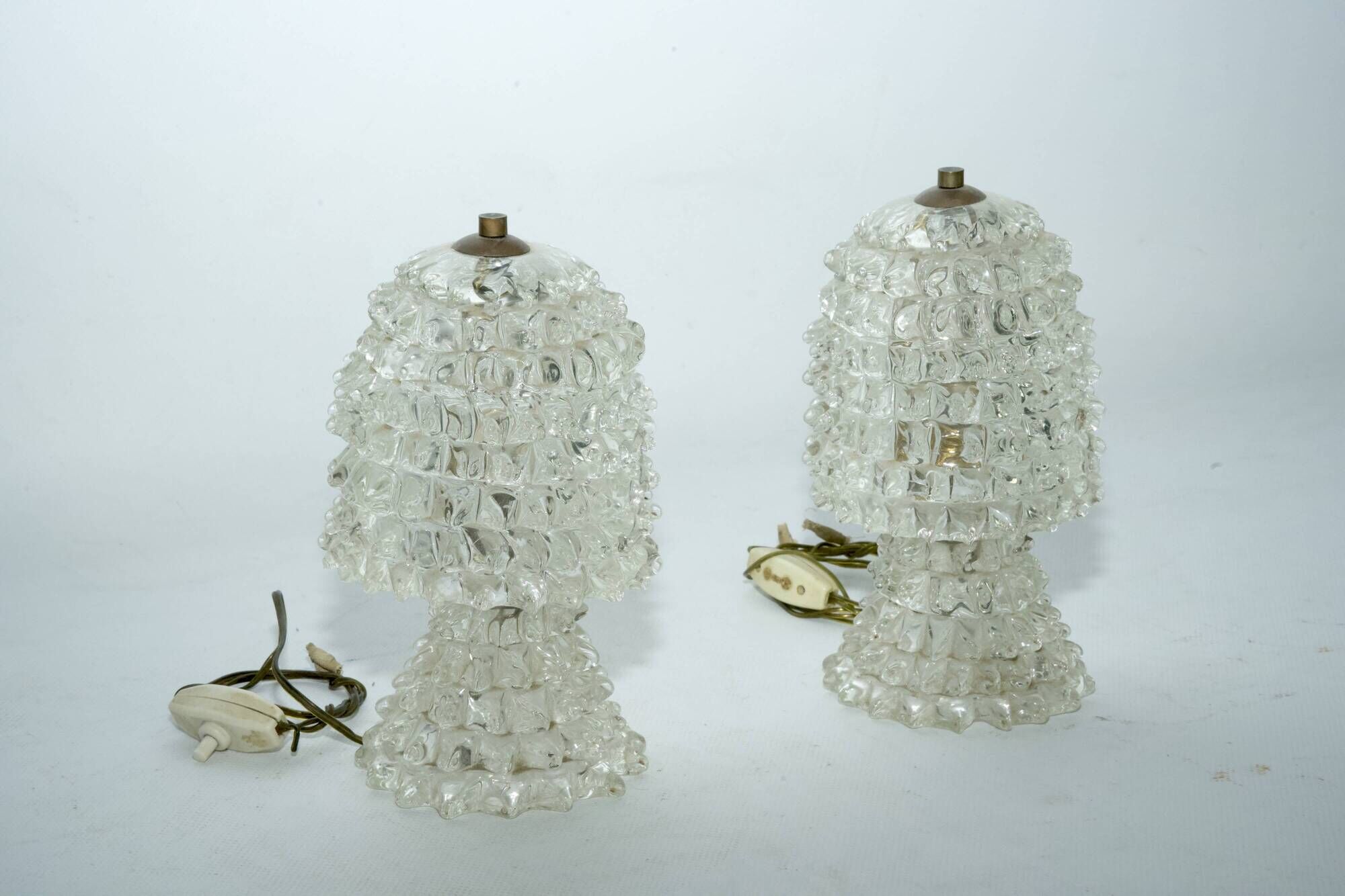 Rare Pair of Ercole Barovier Rostrato table lamps. Italy 1940s