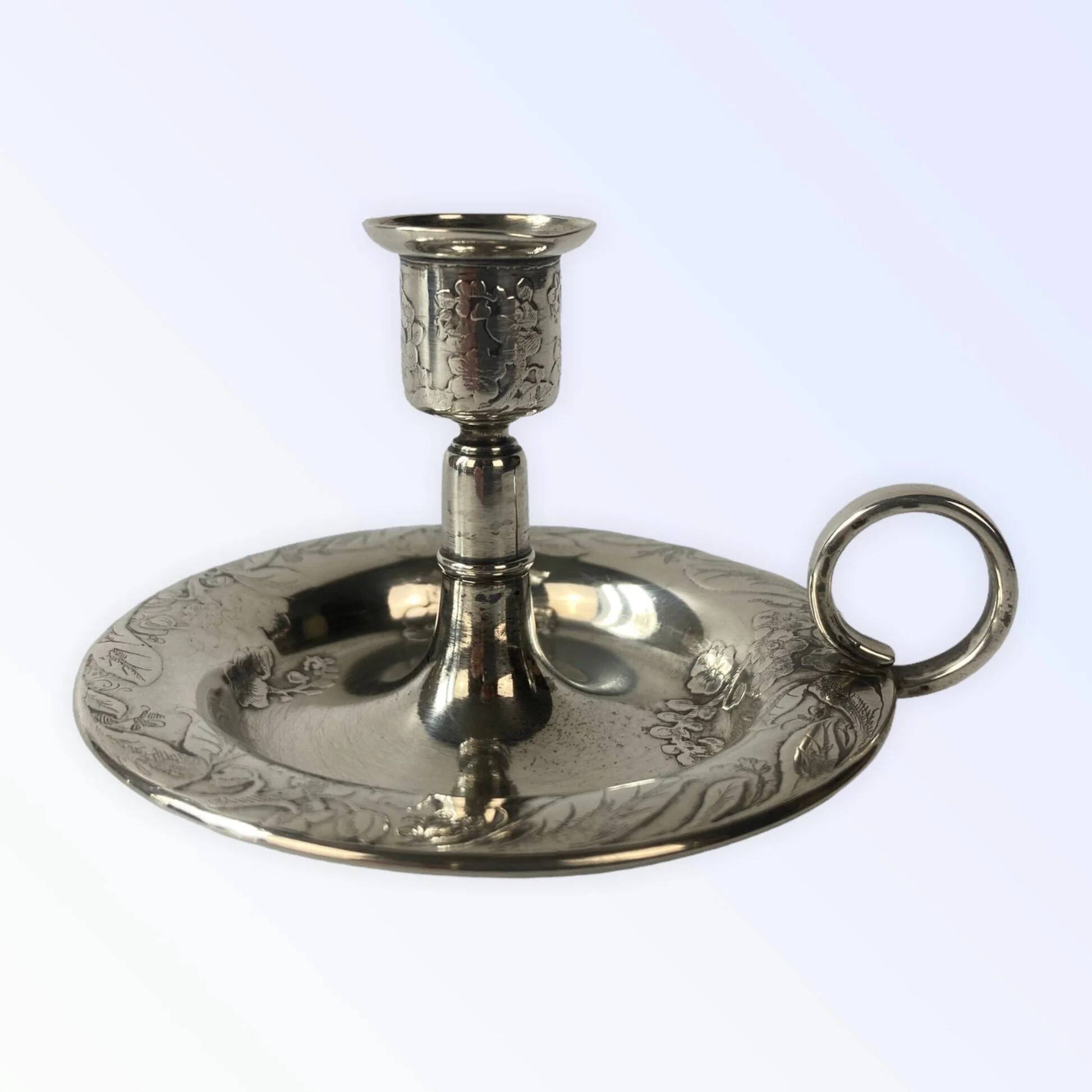 Tiffany and Co. antique hand candlestick, solid silver, Art Nouveau, Japonisme.