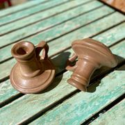 Vintage stoneware candle holders