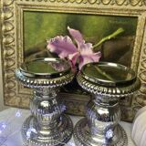 Set of 2 mercurized glass candle holders