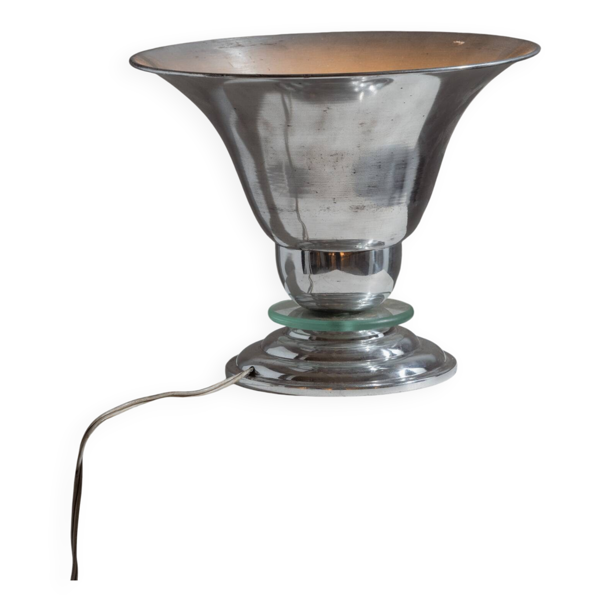 Lampe Art déco en aluminium et verre, 1960