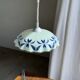 Vintage suspension in white and blue glass with wavy edge D46 H53