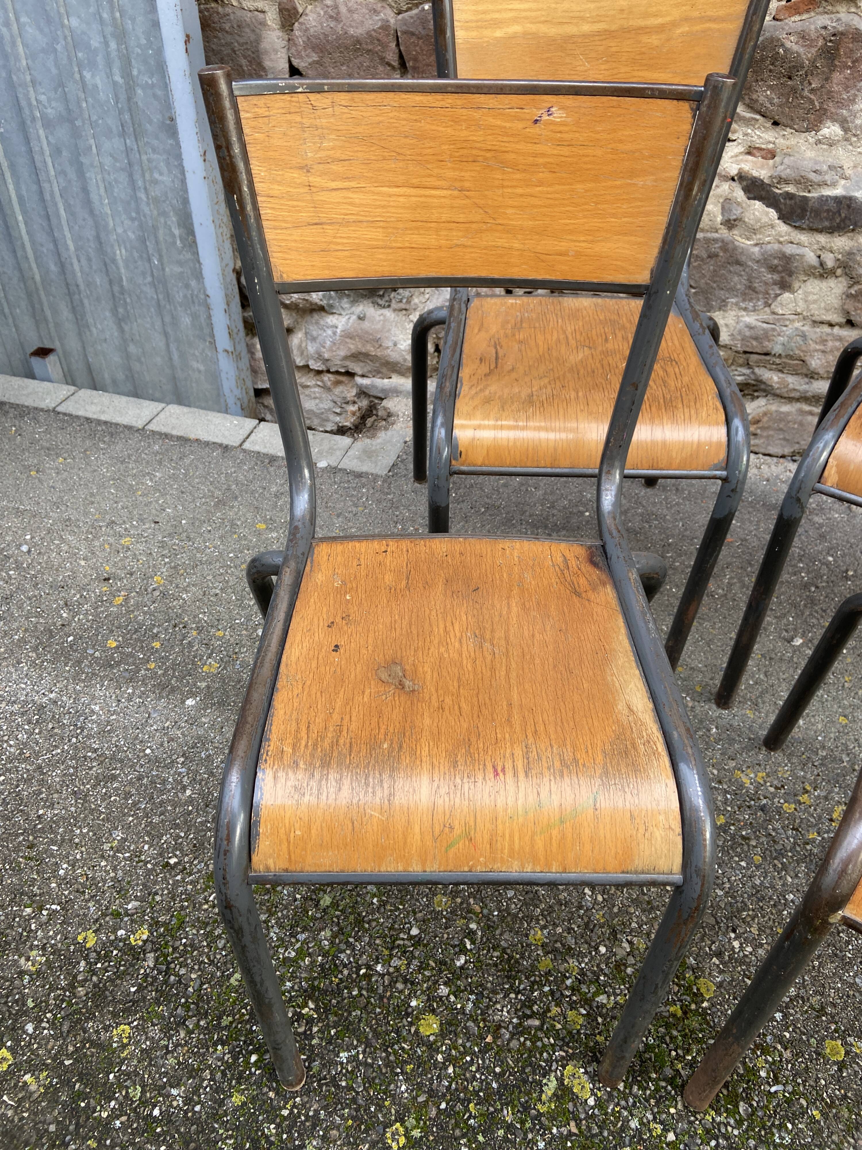 set of 4 industrial school chairs vintage school communities French School chairs Mullca
