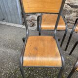 set of 4 industrial school chairs vintage school communities French School chairs Mullca