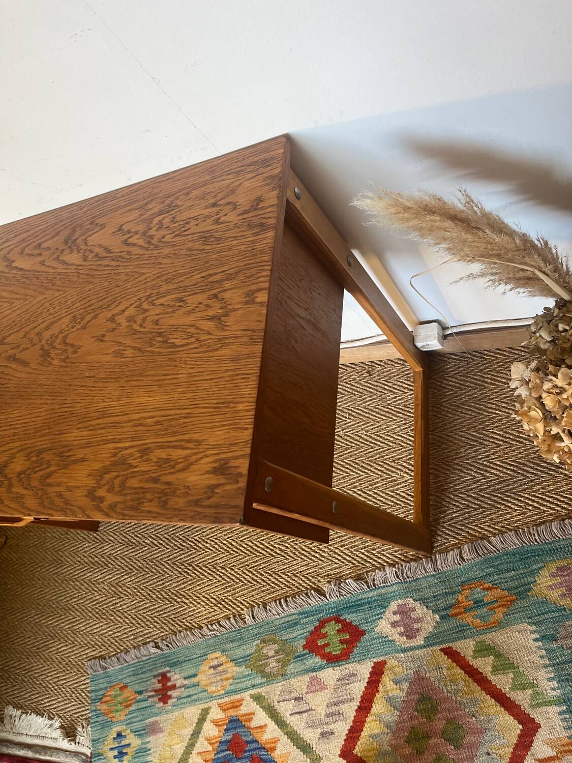 Vintage desk sled legs oak veneer