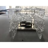 Transparent and hammered strips “listelli” murano glass wall sconce