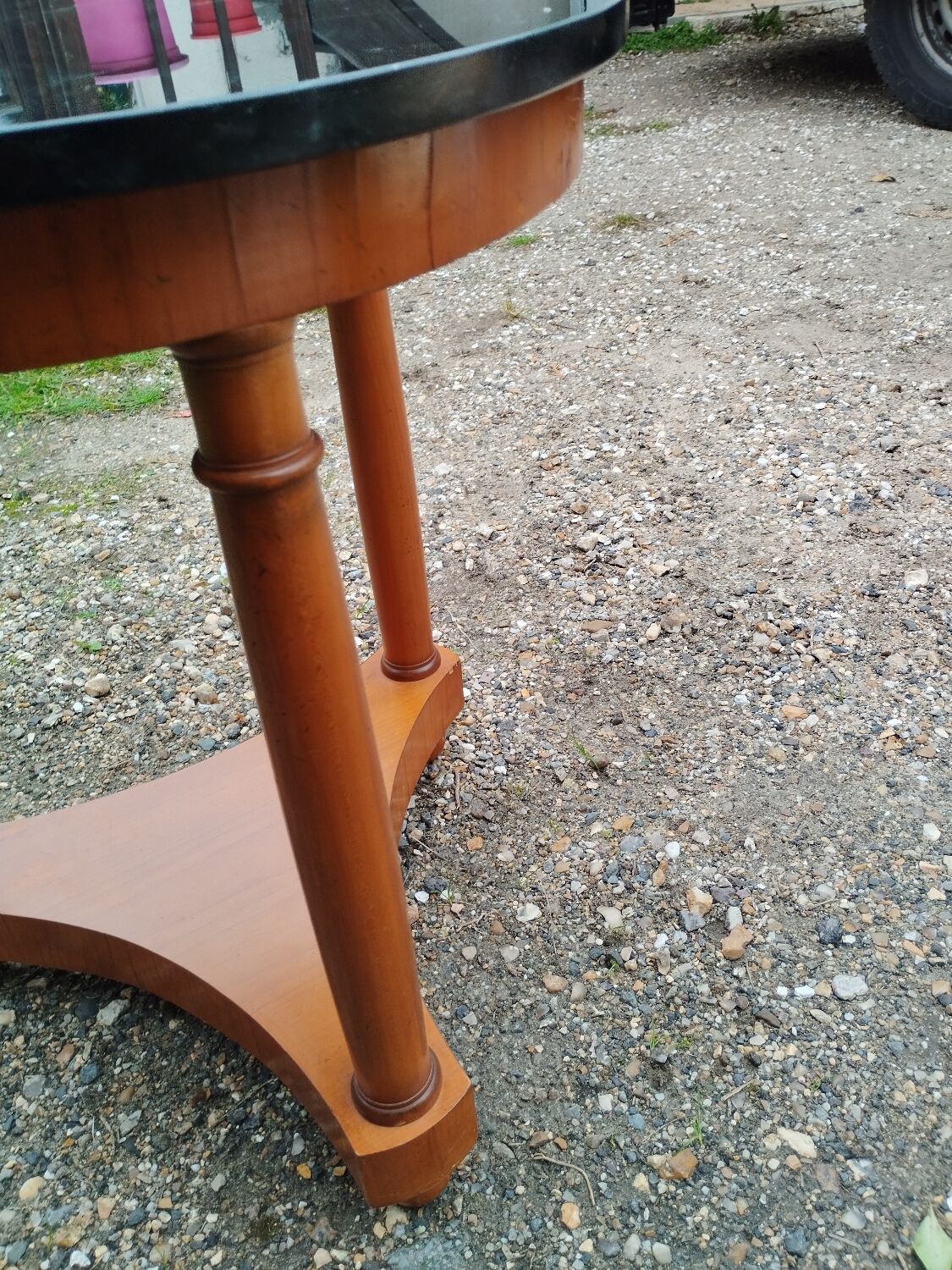 Antique Empire style pedestal table with marble top