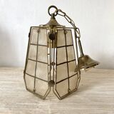 Vintage mother-of-pearl and brass pendant light