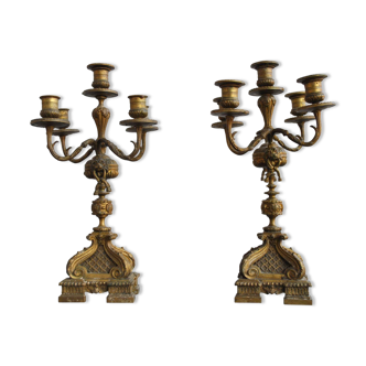 Pair of golden era bronze candlesticks 19th
