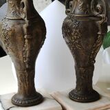 Vases fireplace amphorae, art nouveau in regulates and marble