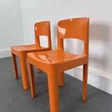 Set of 2 vintage Allibert chairs in orange plastic, France 1970s