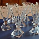 9 crystal d'arques wine glasses pyramid model designer Jacques Durand 80s