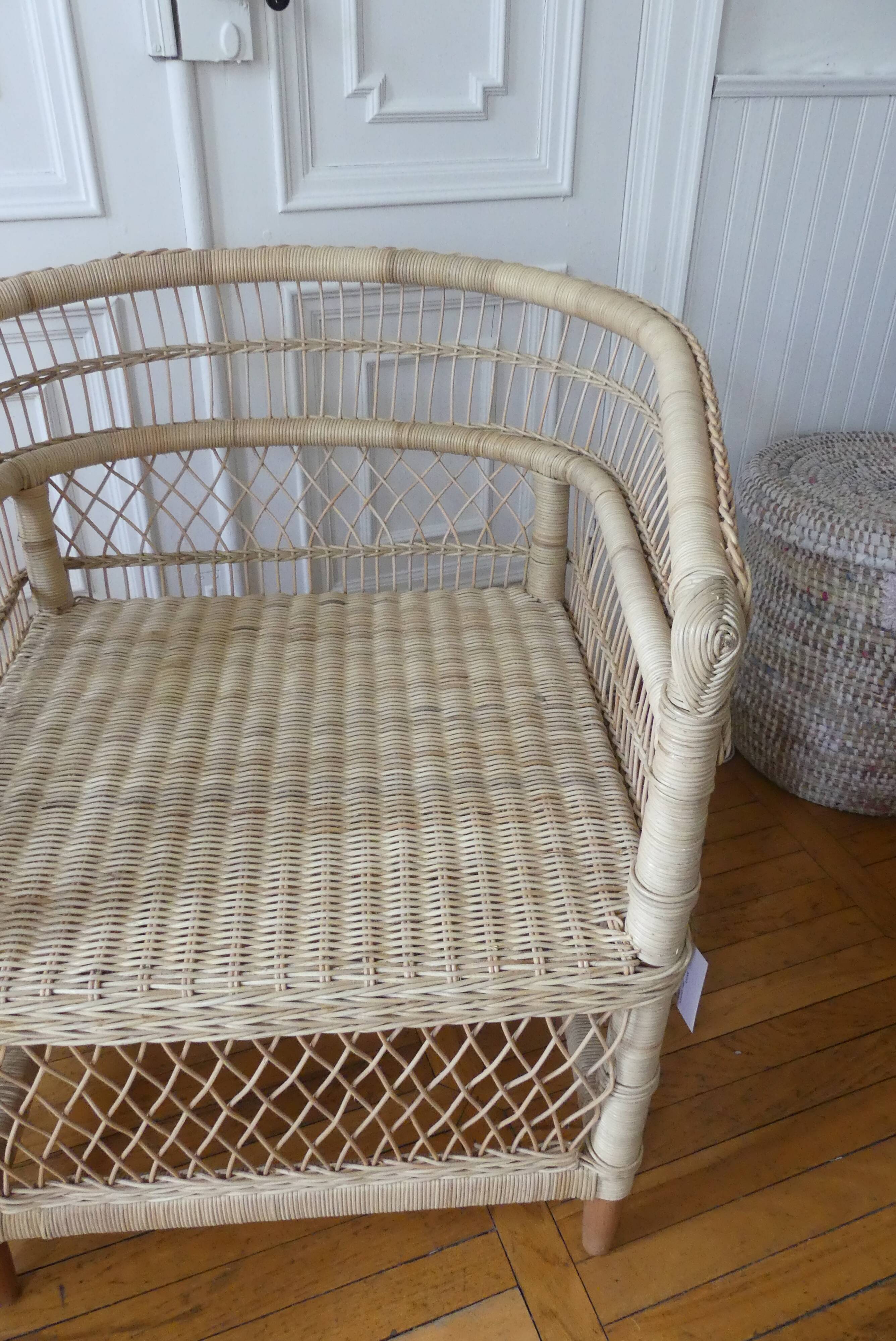 Natural rattan armchair braided
