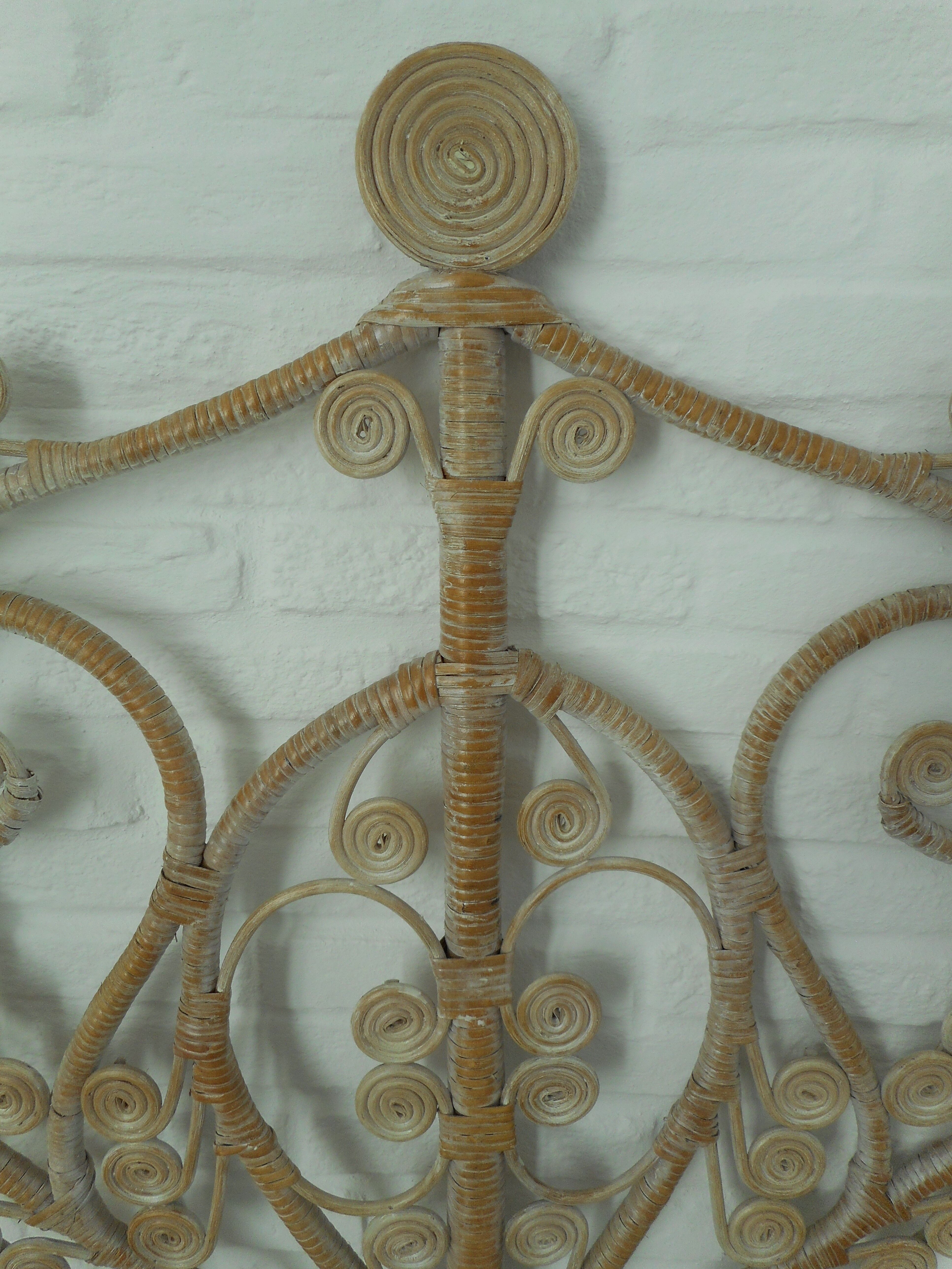 Headboard rattan peacock